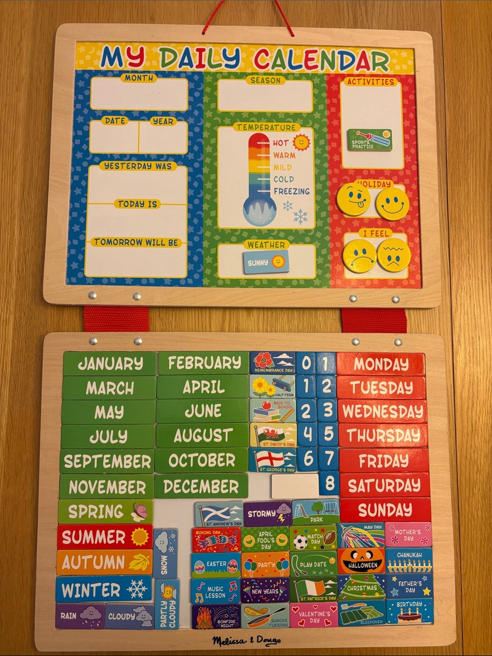 Melissa & Doug Wooden Daily Magnetic Calendar - 3 years plus